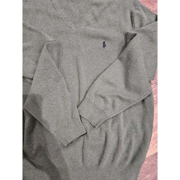 Ralph lauren Pima cotton hunter green mens pullover v neck light sweater large - Picture 5 of 10